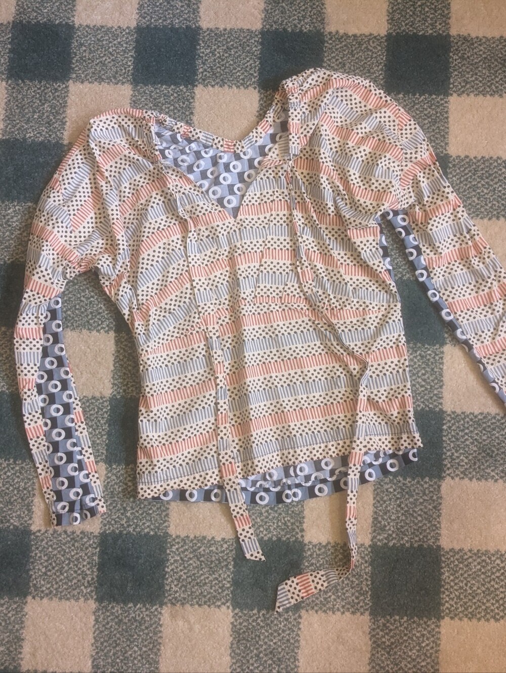 Marni At H&M Interesting Geometric Sculptural Long Sleeve 100% Cotton Shirt Sz 2